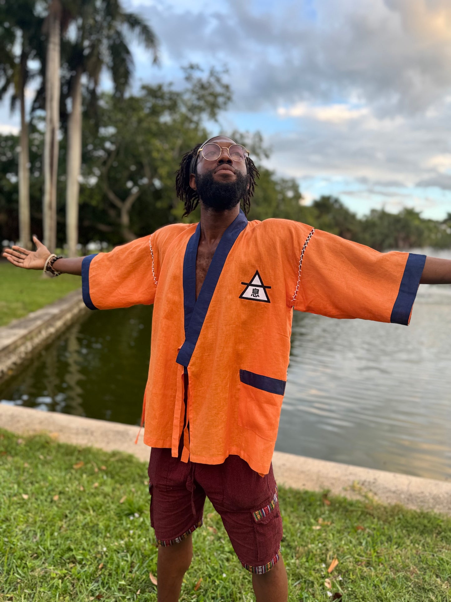 Linen Kimonos - Dragon Ball Z Inspired | Premium Air Symbol Embroidered | unisex - Medium size