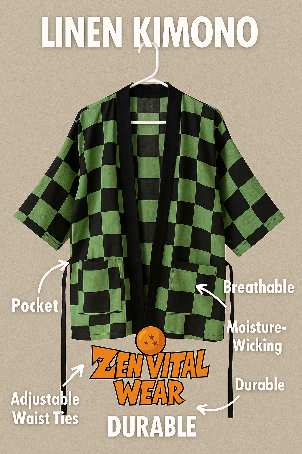 Linen Demon Slayer inspired Kimono (All Sizes Available) 100%