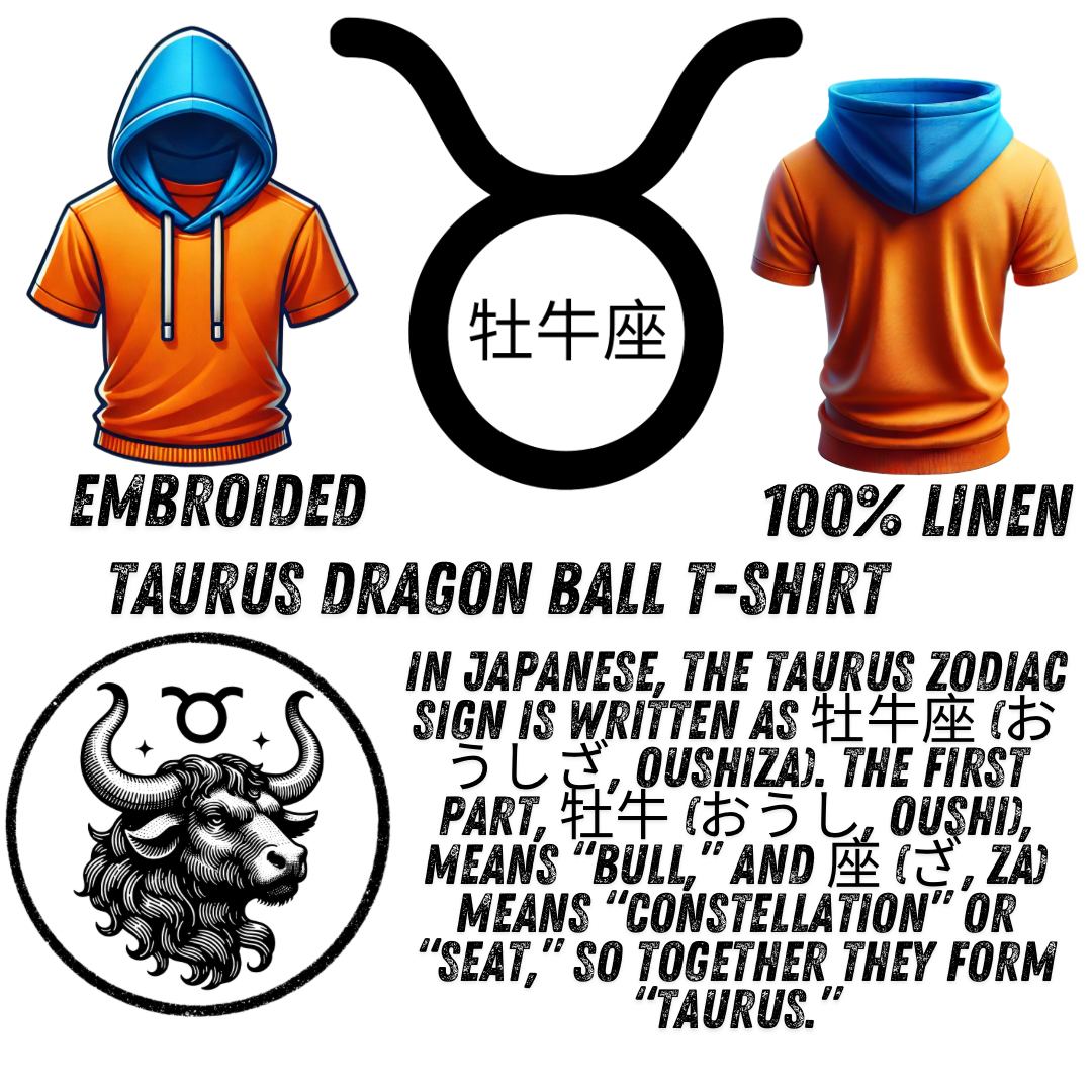 Dragon Ball x Zodiac Signs Fusion T-shirt Hoodie Embroided 100% Linen [Uni-Sex]