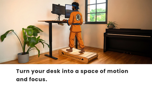 QuietMotion™ Walking Platform for Work & Flow  Natural Wood · Copper Tensor Art · Crystal-Integrated